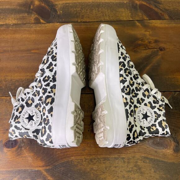 Converse All Star Lugged Sole Platform High Top Leopard Print Sneakers Womens 11 - Picture 5 of 11